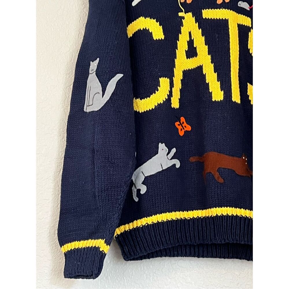 Cotton Salsa Knit Sweater Button Up Cats Knit L Women's kitty kitten chunky knit - Picture 5 of 5